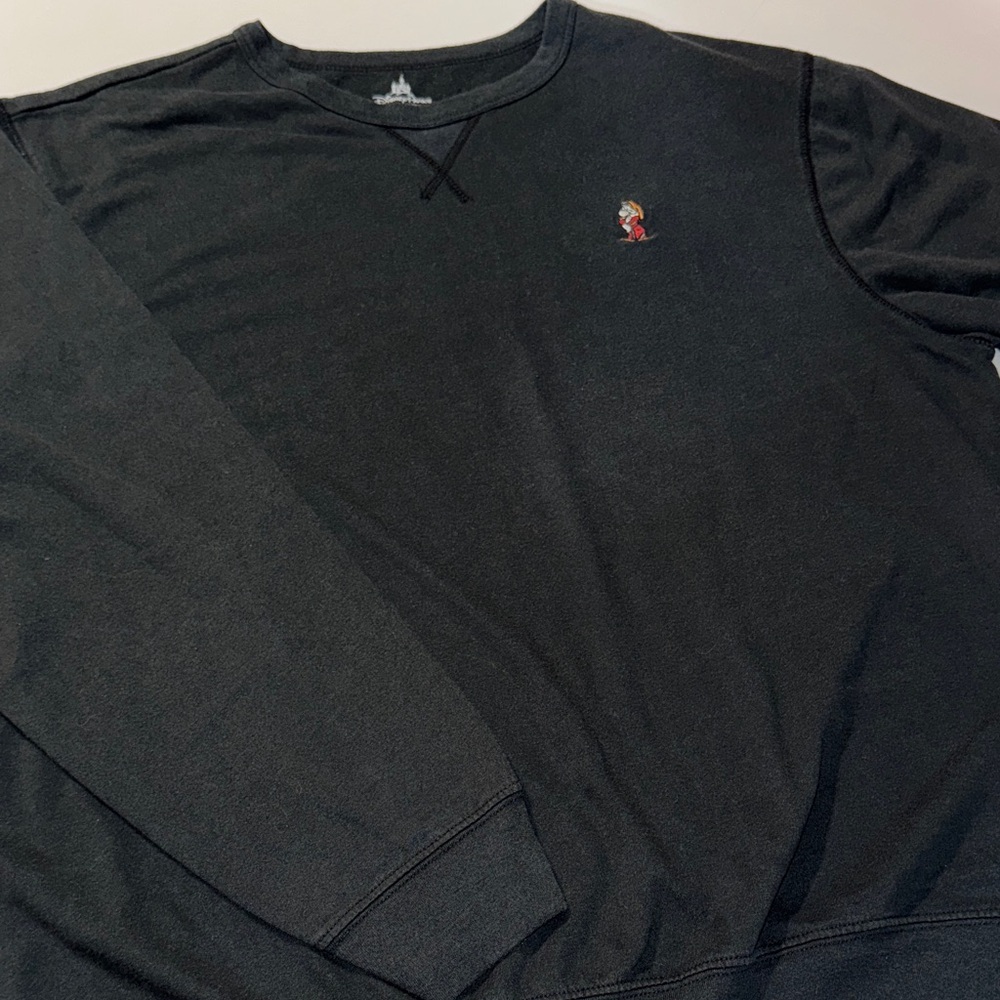 Disney Parks Black Crewneck‎ Sweater with small Grumpy Accent